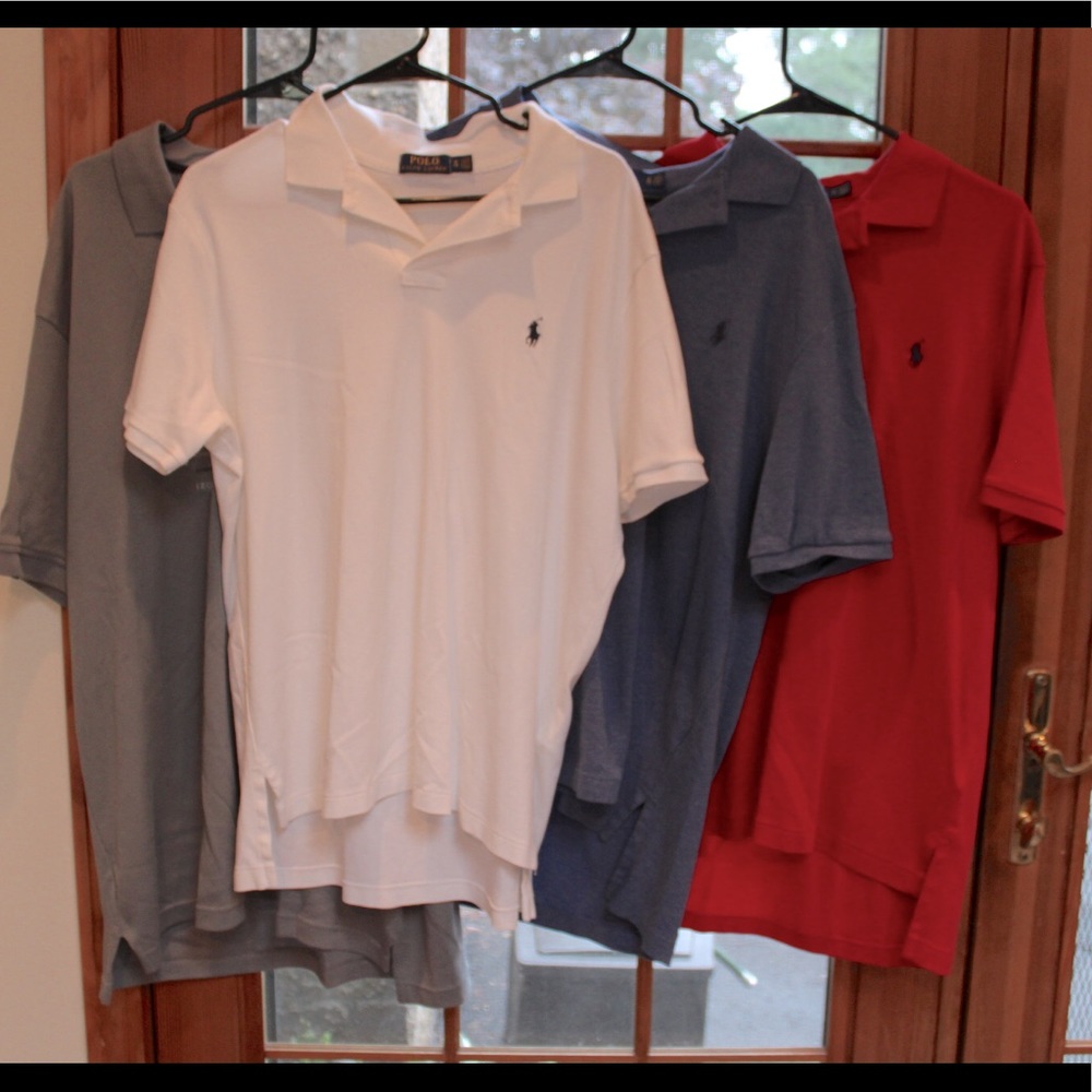 Lot of 4 Polos- Ralph Lauren & Izod XL Blu/Wht/Red